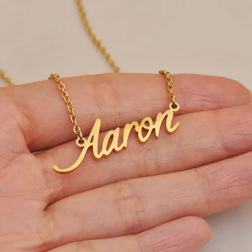 Miniatura 4 de HUAN XUN Collares con nombre personalizados para mujer, collares de acero inoxidable con inicial personalizada, joyería colgante para Navidad