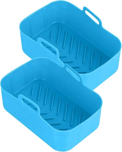 Olla de silicona para freidora de aire | Cesta rectangular reutilizable para freidora de aire, olla para hornear de alta temperatura, sartén de