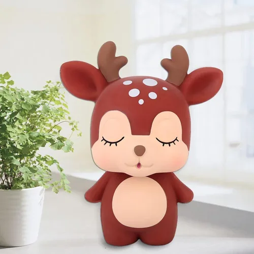 Miniatura 4 de Alcancía, Marrón Forma De Dibujos Animados Innovador Niño Niño Niña Caja Olla Casa Deco ion IRL Supvox Ciervo Ahorro De Dinero