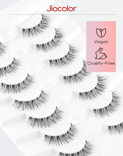 Miniatura 4 de Jiocolor Pestañas naturales pestañas postizas finas pestañas postizas cortas aspecto natural banda transparente pestañas postizas tira pestañas