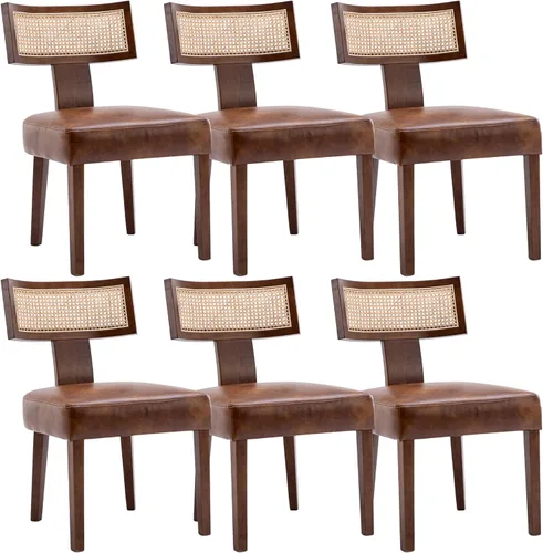 Miniatura 35 de RIVOVA Juego de 4 sillas de comedor modernas de mediados de siglo, tapizadas de piel sintética, sillas Parson modernas sin brazos de cocina, sillas