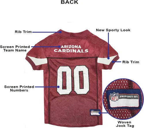 Miniatura 7 de Pets First NFL Arizona Cardinals Camiseta para Perro, Talla Extra Pequeña, Disfraz de Camiseta de Fútbol Americano para Mascota, Camiseta Deportiva