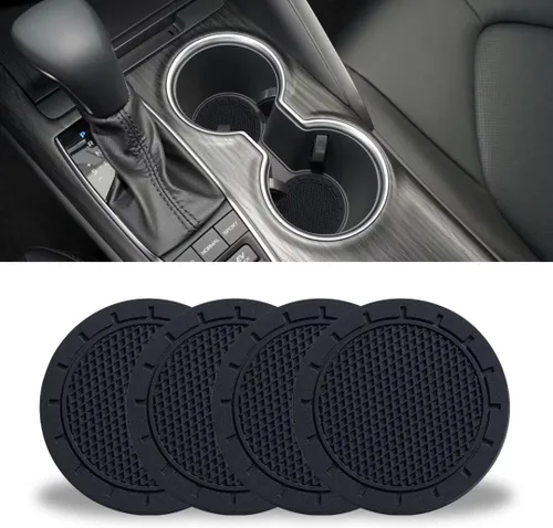 Miniatura 10 de JUSTTOP Posavasos para Portavasos de Automóvil, Bandera Americana Antideslizante Inserto Posavasos de Coche, Accesorios para el Interior del Negro