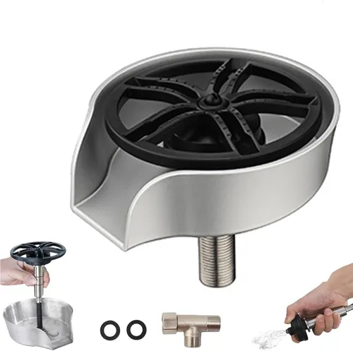 Miniatura 7 de Enjuagadora de vidrio 2 en 1 para fregadero de cocina, lavadora de vasos giratoria de 360 grados de alta presión con pistola rociadora extraíble