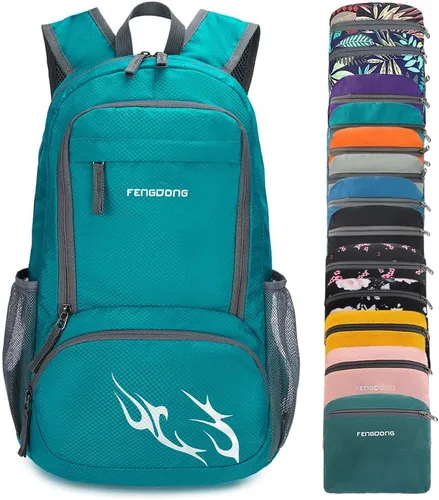 Miniatura 8 de FENGDONG mochila ligera plegable impermeable de 35L, mochila de senderismo pequeña para viajes, para hombres y mujeres