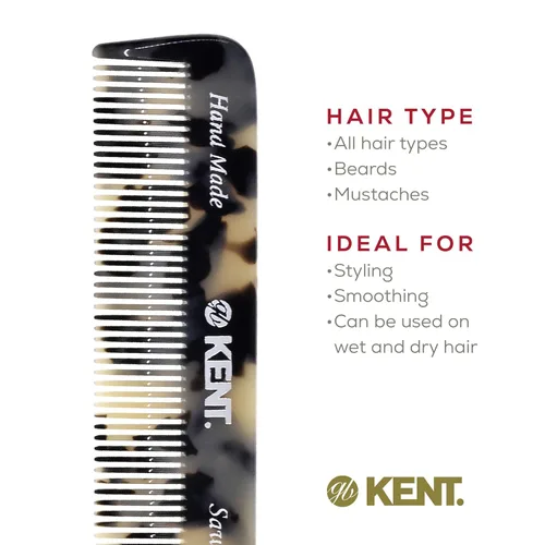 Miniatura 6 de Kent FOT Tokyo - Peine de dientes finos para hombre, peine de bolsillo hecho a mano para viajes, peinado, cabello fino o adelgazante, cuidado