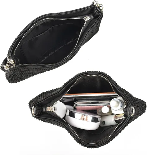 Miniatura 5 de Valleycomfy Bolso de Mano de Brillo para Noche para Mujeres Dama Niña Novia Bolso de Diamantes de Imitación para Baile de Graduación Cóctel Fiesta