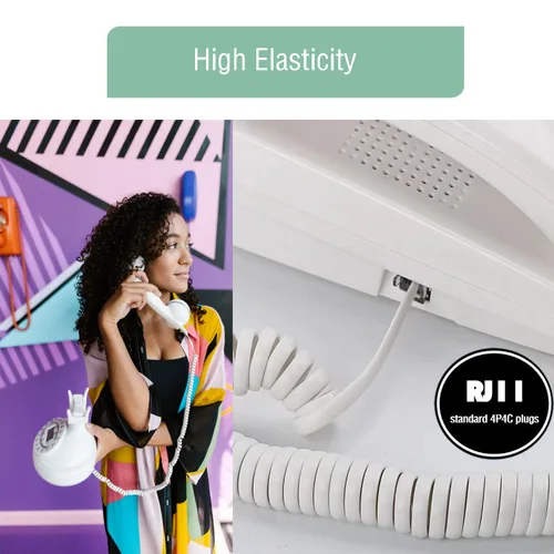 Miniatura 8 de Cable para teléfono celular, paquete de 5 unidades de 6.5 pies sin enrollar/1 pie en espiral para teléfono fijo cable 4P4C, accesorio de teléfono