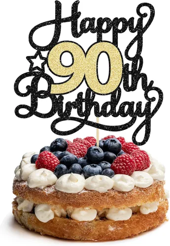 Miniatura 17 de 1 Pieza Feliz Cumpleaños 60 Decoración Superior para Pastel Negro Dorado con Purpurina Brindis por 60 Años Palillo para Pastel de Cumpleaños 60