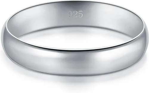 Miniatura 2 de Anillo de boda de calce cómodo, resistentes al deslustre, liso, pulido, de plata fina 925, anillo de 4 mm