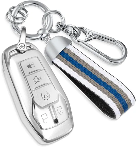 Miniatura 39 de Funda para llavero GMC con llavero de cuerda trenzada de metal antipérdida, exquisita funda suave para Tahoe Acadia Terrain Yukon Yukon XL Silverado