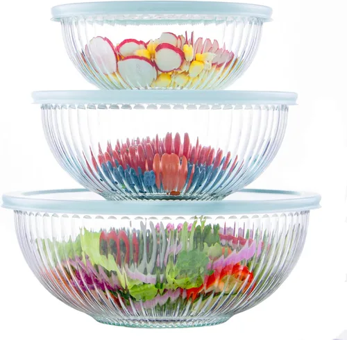 Miniatura 10 de Luvan Juego de 4 cuencos de vidrio transparente de borosilicato con tapas