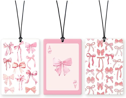 Miniatura 17 de Lacama Ambientador cristiano para automóvil, 3 piezas, lazo rosa y negro, coqueta con versículo bíblico cristiano, ambientador para mujeres y niñas