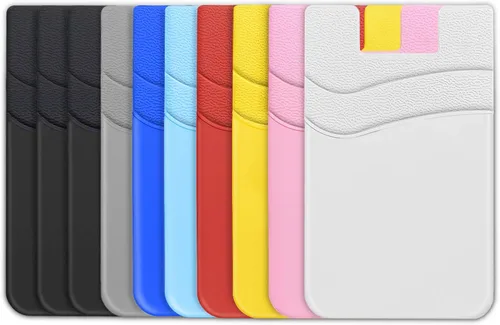Miniatura 7 de SHANSHUI Billetera para Teléfono, Paquete de 3 Portadores de Tarjetas de Crédito para Billetera de Teléfono Negra Adherible de 2 Ranuras para Casi