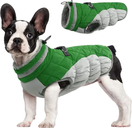 Miniatura 26 de FUAMEY - Chaqueta de invierno para perro, chaleco acolchado con arnés, ropa cálida para mascotas, abrigo con cremallera, impermeable, para perros
