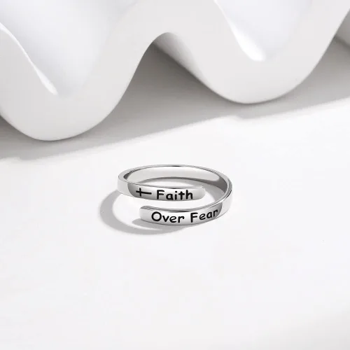 Miniatura 3 de AMBCESSER Anillos ajustables inspiradores de plata de ley 925, regalo de joyería de aliento de personalidad para mujeres y niñas