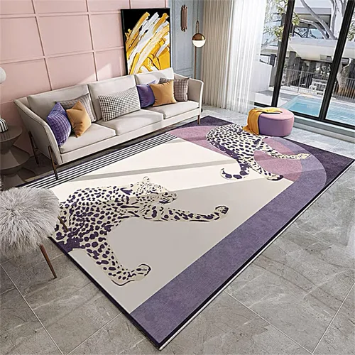 Miniatura 20 de Alfombra de área con estampado de leopardo, 3 x 5 pies, alfombra con estampado de guepardo africano majestuoso y vida silvestre, alfombra de pelo 15