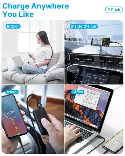 Miniatura 8 de Cable USB C de 10 pies, paquete de 2 cables de carga USB A a tipo C, cable de carga rápida de 3A para Samsung Galaxy S23 S22 S21 S20 A01 A02s A10e