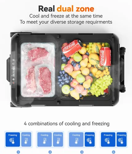 Miniatura 3 de WOLFBOX Refrigerador de coche de 12 V, refrigerador de coche de doble zona de 39 cuartos de galón, congelador portátil (-8 ℉ ~ 68 ℉) con 12/24 V CC
