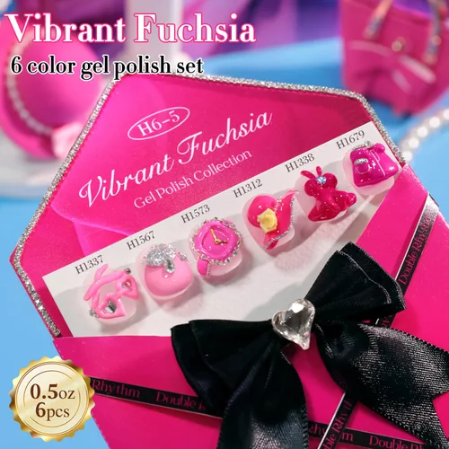 Miniatura 7 de Double Rhythm Juego de 6 esmaltes de gel sin hema, de 0.50 onzas, del mismo color, del mismo color, con el mismo color que se remoja, kit de esmalte
