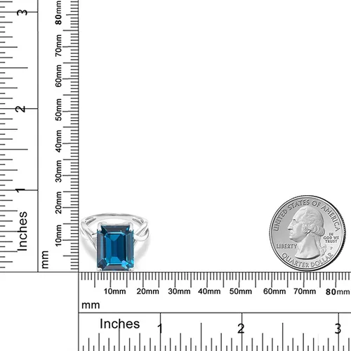 Miniatura 5 de Gem Stone King 10K White Gold London Blue Topaz Engagement Ring For Women