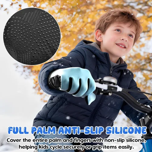 Miniatura 3 de Guantes de invierno para niños y niñas de 4 a 10 años, antideslizantes, suaves, cálidos, para ciclismo, correr, fútbol