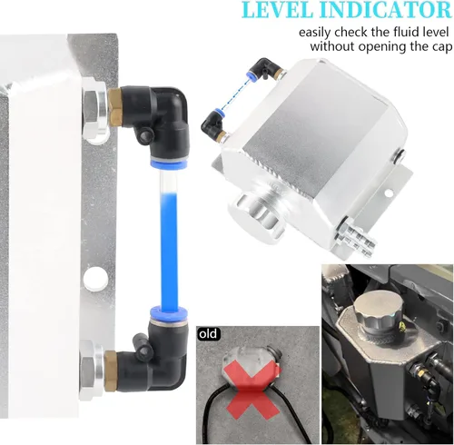 Miniatura 4 de Tanque de Radiador de Refrigerante Universal de 1L - Tanque de Desbordamiento y Expansión, Depósito de Recuperación de Agua (Plateado)