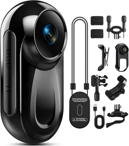 Mini Body Camera 1080P, 512G Thumb Action Camera Hands-Free Recording, Magnetic Vlogging Cam with 360° Rotate, Wearable Video Recorder for
