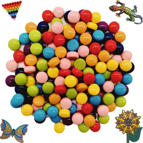Mosaico redondo de 0.47 pulgadas para manualidades, piezas de mosaico de vidrio de colores surtidos de 7 onzas para suministros de arte, kit de Arco