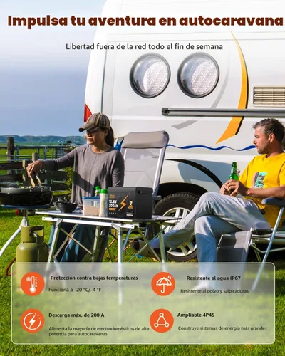 Miniatura 5 de Batería de litio LiFePO4 de 12 V 300 Ah, batería LiFePO4 de ciclo profundo para RV con protección a baja temperatura, BMS de 200 A, 3840 Wh, ciclos