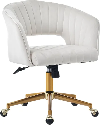 Miniatura 7 de Silla de tocador con ruedas, silla de tocador de terciopelo cruzada con respaldo, silla de escritorio moderna para oficina en casa, silla giratoria