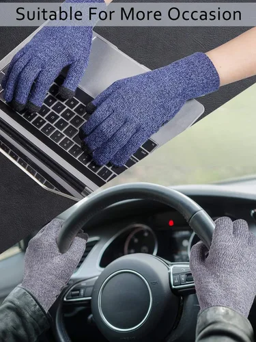 Miniatura 5 de SATINIOR 4 pares de guantes de invierno para pantalla táctil, guantes cálidos para mensajes de texto, guantes elásticos antideslizantes para adultos