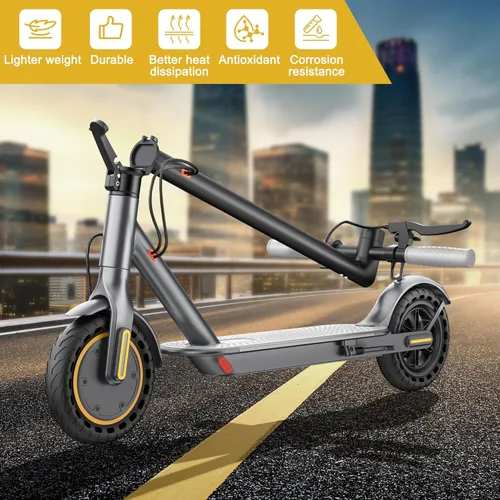 Miniatura 2 de Qlaway 10/8.5" E Scooter for Adults 19 MPH Sport Escooter 350W Motor, Electric Scooter 15-22 Miles Range, Bearing 265 LBS/APP Control Gris- amarillo