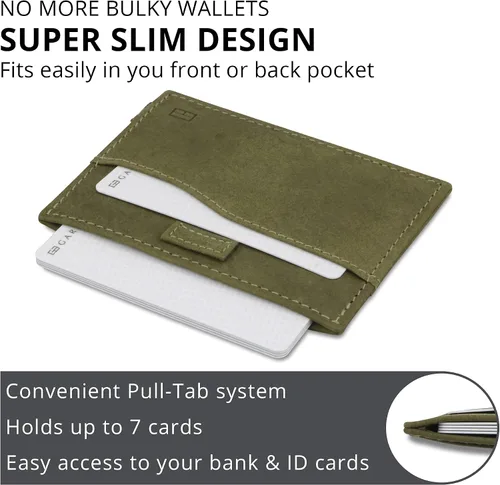 Miniatura 3 de Garzini Slim Tarjetero, Cartera compacta para hombre, Cartera RFID minimalista, Cartera de cuero para 7 tarjetas