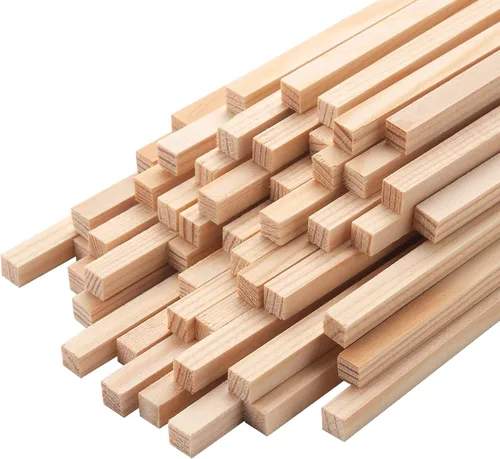 Miniatura 12 de Tacos de madera para manualidades de 1/2 x 6 pulgadas, 20 varillas cuadradas de madera, palos de madera sin terminar, pequeñas tiras de madera