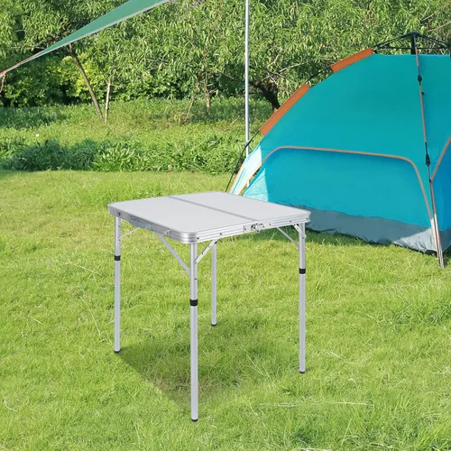 Miniatura 2 de REDCAMP Mesa de campamento cuadrada pequeña plegable de 24 pulgadas con patas de altura ajustable, mesa plegable de aluminio ligero y portátil