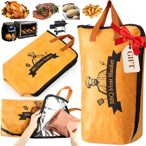 Manta de barbacoa para descansar carne, ahumador, manta reutilizable para ahumador, bolsa de descanso aislada de carne con boca ancha para pechuga