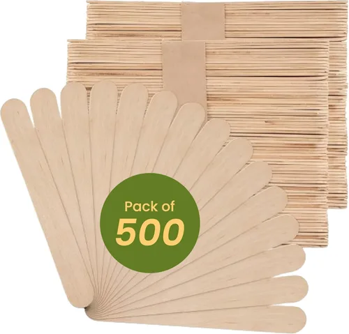 Perfect Stix Palitos de Manualidades Jumbo, 6 x 3/4, Madera de Álamo Natural, 500 Ct. Multiusos para Artes, Paletas, Depilación con Cera