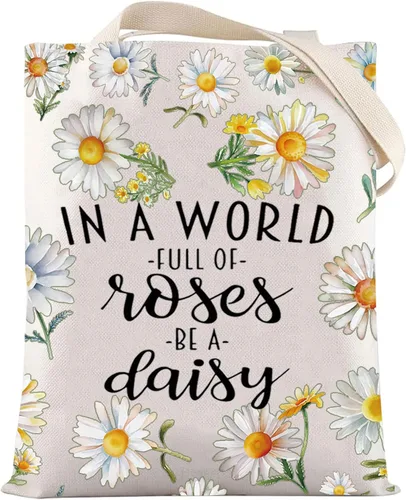 Miniatura 8 de LEVLO Bolsa de cosméticos de flores de margaritas, regalo para amantes de las margaritas, regalo en un mundo lleno de rosas, bolsa de maquillaje
