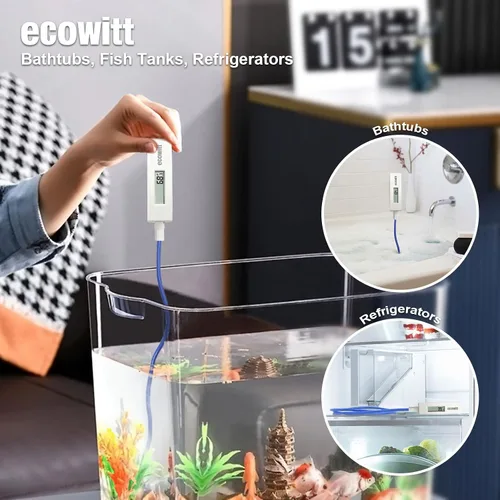Miniatura 5 de Termómetro ECOWITT WN34BD, con pantalla LCD y sonda de sensor de alambre de silicona de 3.28 pies/1m, adecuado para temperatura de piscina