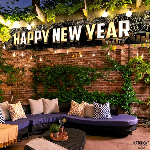 Miniatura 6 de KatchOn Cartel grande de feliz año nuevo 2025 – 120 x 20 pulgadas Cartel de Año Nuevo y decoraciones para suministros de fiesta de NYE