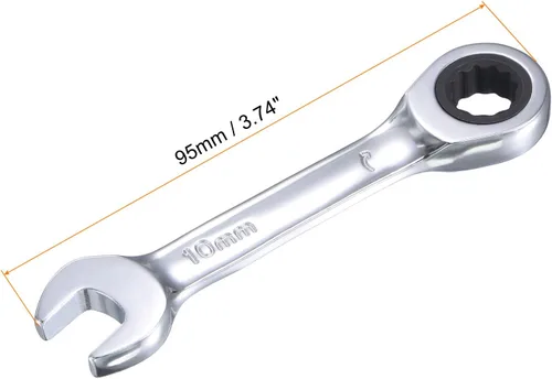 Miniatura 2 de uxcell Llave combinada de trinquete rechoncha de 0.394 in métrica 72 dientes 12 herramientas terminadas en caja de puntos, CR-V