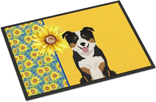 Miniatura 259 de Caroline's Treasures WDK5313MAT Airedale Terrier - Tapete para puerta delantera de 18 x 27 pulgadas, diseño de girasoles de verano, para entrada