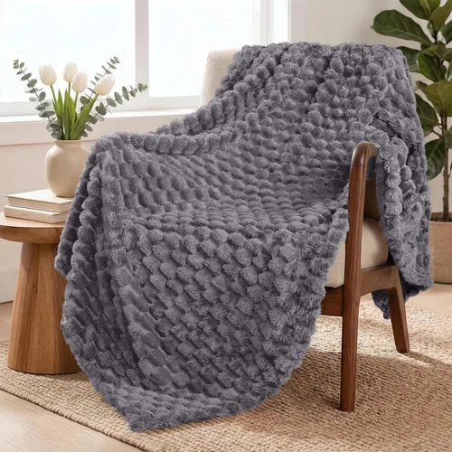 Exclusivo Mezcla - Manta suave de vellón, extralarga, 50 x 70 pulgadas, elegante, tela jacquard, para sofá, cómoda, cálida, mullida, ligera, para