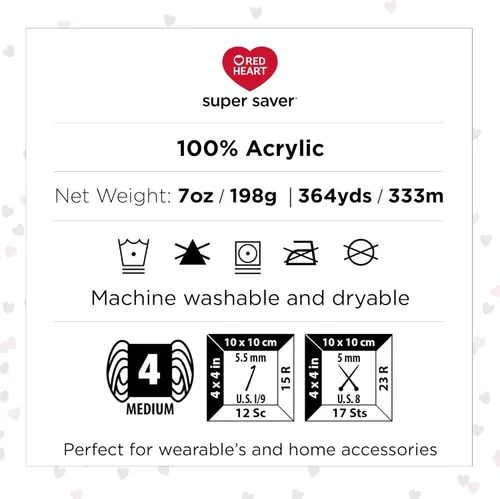 Miniatura 8 de Red Heart Super Saver - Hilo de avena – Paquete de 3 unidades de 198 gramos/7 onzas – Acrílico – 4 mediano (peinado) – 364 yardas – Tejido/ganchillo