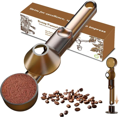 Miniatura 14 de Cuchara de café con embudo para café molido, proteína en polvo y té, para recarga reutilizable de taza K, 2 cucharadas sin desorden, diseño de Negro