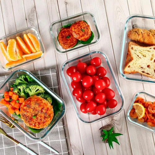 Miniatura 6 de UMEIED Paquete de 10 recipientes de vidrio para almacenamiento de alimentos con tapas a prueba de fugas, juego de recipientes de vidrio herméticos