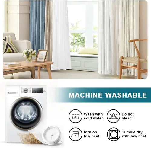 Miniatura 7 de Turquoize Cortinas traslúcidas de lino natural con pestaña superior de 63 pulgadas, cortinas filtrantes de luz y cortinas para sala de estar
