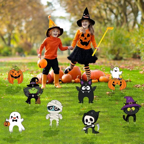 Miniatura 3 de Capoda 8 piezas de Halloween Mini Golf Game Hlloween Golf Yard Sign Mini Golf Club Yard Stakes para Halloween, fiesta de golf, Halloween, césped