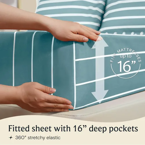 Miniatura 5 de LuxClub Juego de sábanas de 4 piezas tamaño Queen, con bolsillos profundos, sábanas de cama refrescantes sin arrugas, ropa de cama de hotel